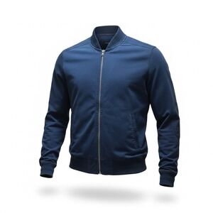 Thaddeus Bomber Jacket Men Medium Blue Full Zip Elbow Patches Preppy Capsule
